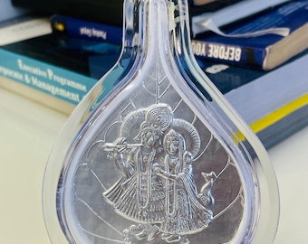 Silver Radha Krishna Frame: Hindu God Art, Diwali Gift