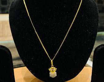 22k Gold Chain with 18k Gold Ganesh Pendant: Festive Wedding Jewelry