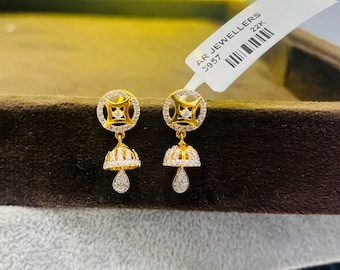 Handcrafted 22K Gold Jhumka Earrings, Authentically Hallmarked, Crafted by Professional Karigars