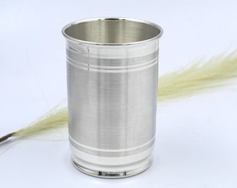 Pure Silver Drinking Glass: Handmade Traditional Indian Tumbler