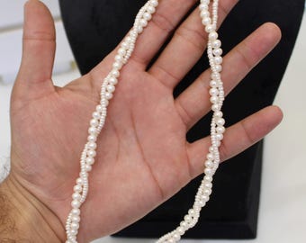 Handmade Twisted Freshwater Pearl Necklace: Elegant Strand