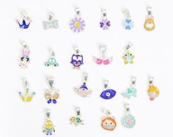 Sterling Silver Enamel Charms: Tiny Colorful Pendants (Under 1cm)