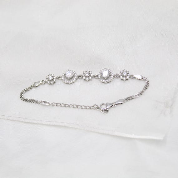 Silver Tennis Bracelet: Sparkling CZ Crystals (Bridal Jewelry)