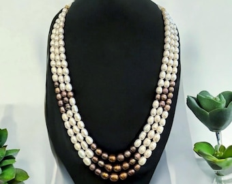 Real Pearl Necklace | Elegant Multi-Strand Freshwater Pearls for Weddings, Brides & Special Occasions