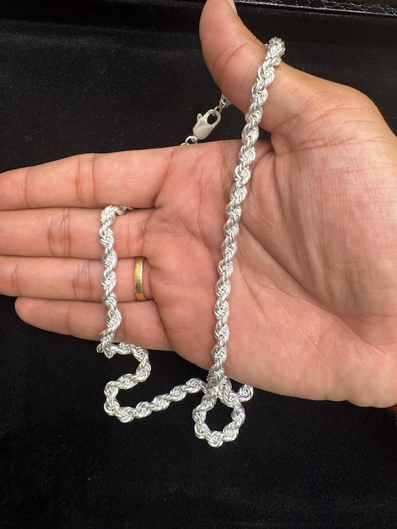 Men's Sterling Silver Rope Chain Necklace: Thick Hip Hop Jewelry