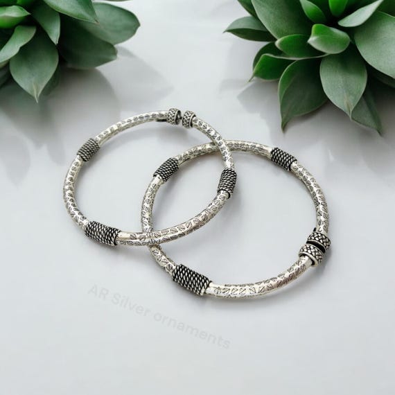 Rustic Silver Oxidized Anklet - Handcrafted Boho Foot Jewelry