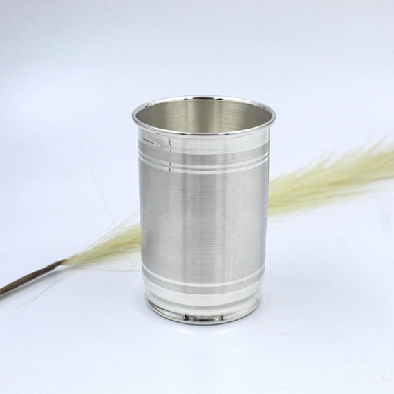 Pure Silver Drinking Glass: Handmade Traditional Indian Tumbler