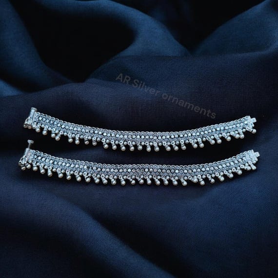 Oxidized Silver Anklet: Handmade Boho Chic Ankle Bracelet