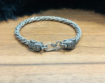 925 Elephant head Oxidized Sterling Silver Bracelet for Men
