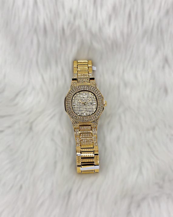 Iced Out CZ Diamond Watch: Gold-Plated 925 Sterling Silver Hip Hop Wristwatch