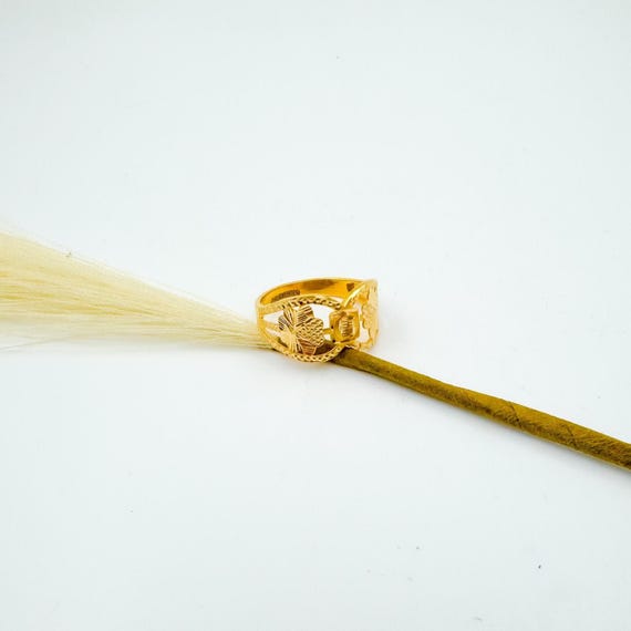 Handmade Indian 22k Gold Ring | Traditional Floral Design | Solid 22 Karat Yellow Gold Jewellery