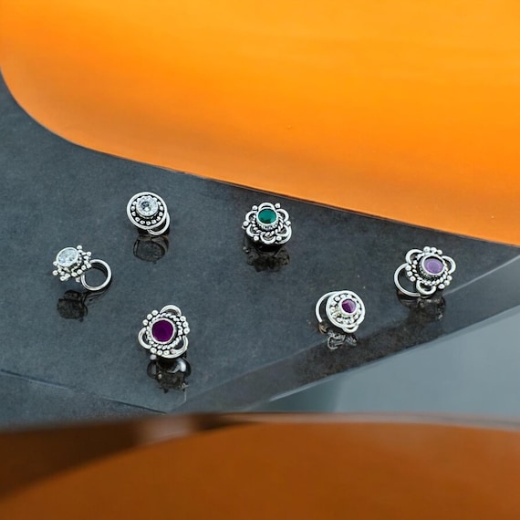 925 Sterling Silver Oxidized Nosepin | Handmade Tribal Nose Ring | Vintage Boho Nose Jewelry | Ethnic Nose Stud for Women”