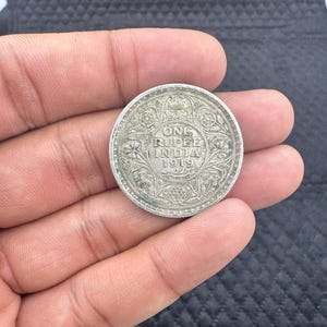 1919 British India One Rupee Silver Coin – King George V – Rare Antique Collectible Vintage Currency – Old Indian Silver Treasure