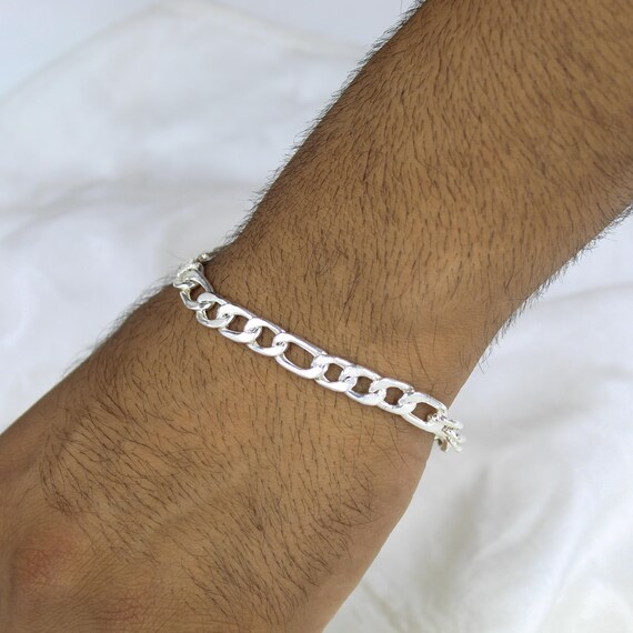 925 Sterling Silver Thick Cuban Link Bracelet, Men's Masculine Chain Jewelry