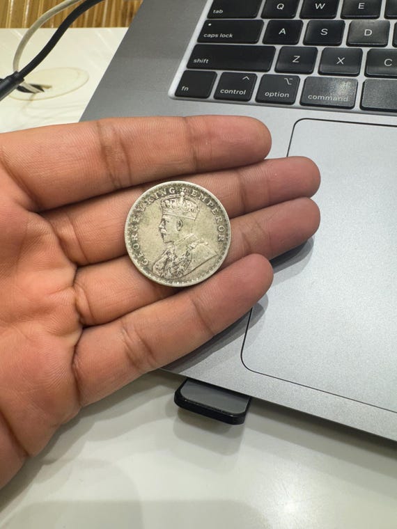 1919 British India Silver Rupee, King George V Collectible