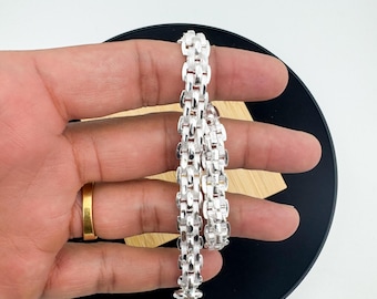 Chunky Silver Box Chain Bracelet: Bold Men's Jewelry