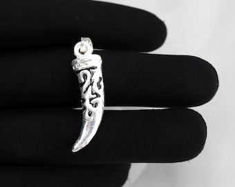 Sterling Silver Horn Pendant: Evil Eye Charm, Handmade Italian Style