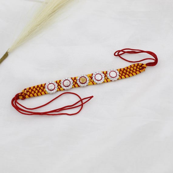 Handmade Silver Rakhi Bracelet | Traditional Indian Thread Jewelry, Boho Ethnic Style