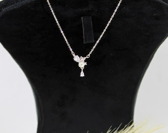 Butterfly Pendant Necklace: Dainty Sterling Silver Floral Charm