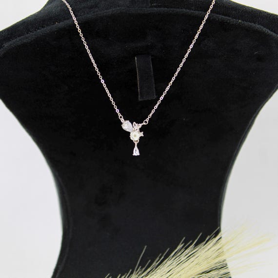 Butterfly Pendant Necklace: Dainty Sterling Silver Floral Charm