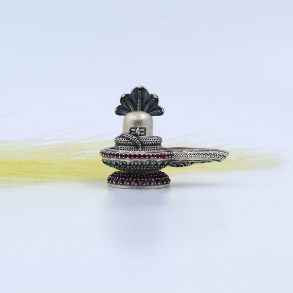 Hindu Silver Shivling Idol, Handcrafted with Removable Naag (Puja Decor)