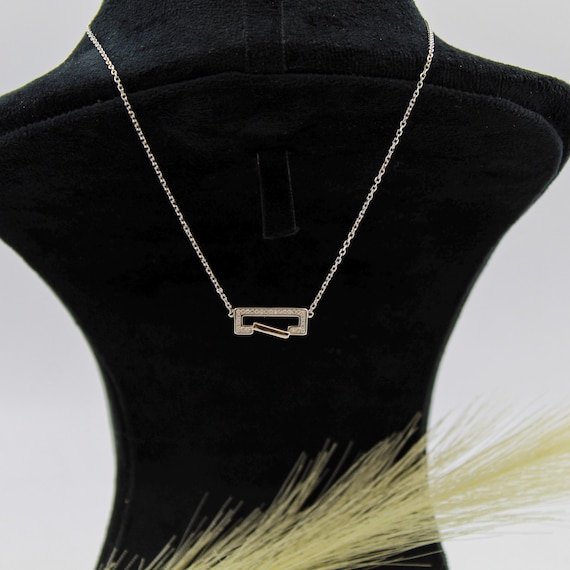 Sterling Silver Necklace: Modern Geometric Bar - Dainty Pendant