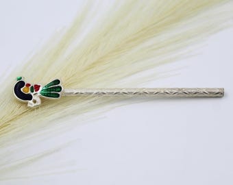 Peacock Hair Accessory: Ethnic Silver with Meenakari Colors (Handmade)