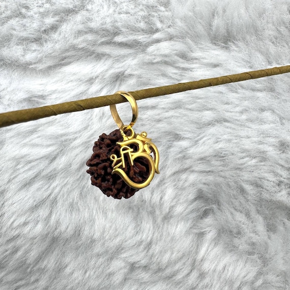 Rudraksha & Gold Om Pendant | Engaging Spiritual Gift for Couples | Unique Handmade Hindu Protection Jewelry