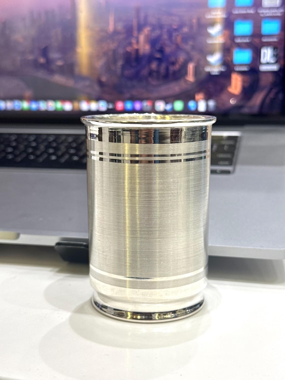 Pure Silver Drinking Glass: Handmade Traditional Indian Tumbler