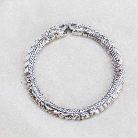 Pure Silver Floral Bangle | Artisan Handcrafted Traditional Jewelry