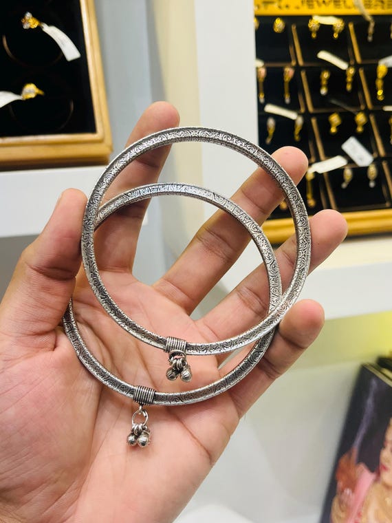 Oxidized Sterling Silver Anklet: Indian Feet Bangle