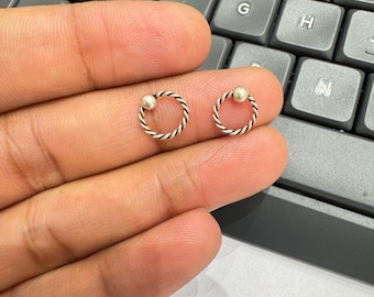 Sterling Silver Twisted Hoop Nose Ring: Tribal Cartilage Earring