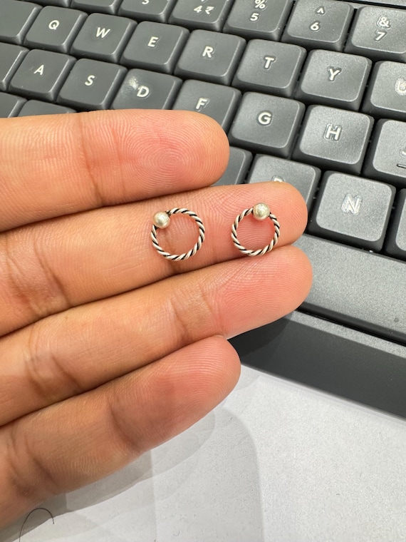 Sterling Silver Twisted Hoop Nose Ring: Tribal Cartilage Earring