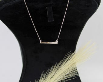 Sterling Silver Bar Necklace: Sleek Minimal Design - Polished Finish