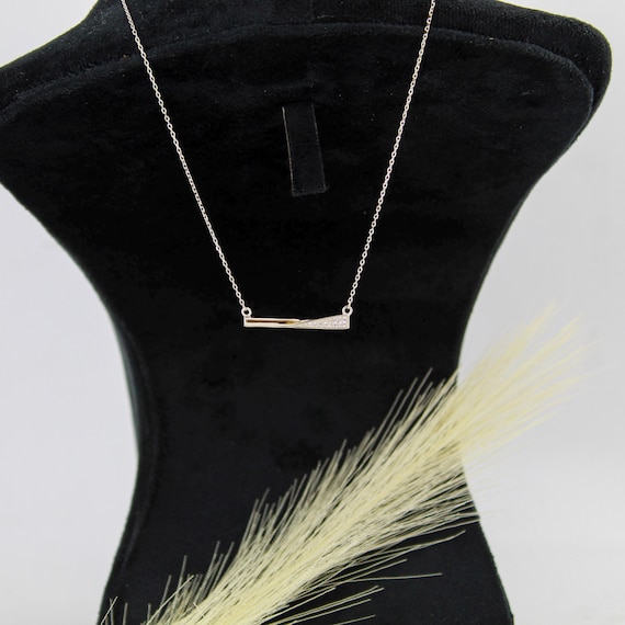 Sterling Silver Bar Necklace: Sleek Minimal Design - Polished Finish