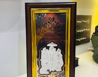 Pure Silver Ram Darbar Wall Art – Embossed Hindu God Frame