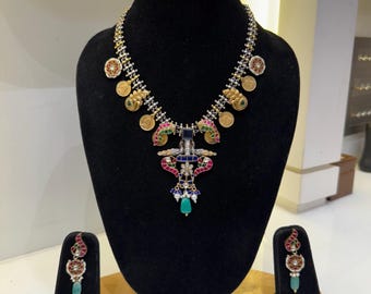 Handmade 925 Silver Antique Tribal Necklace | Vintage Ethnic Jewelry & Oxidized Boho Style | Rajasthani Statement Piece