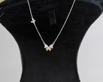 Sterling Silver Butterfly Necklace, Dainty Minimal Pendant (Women's)