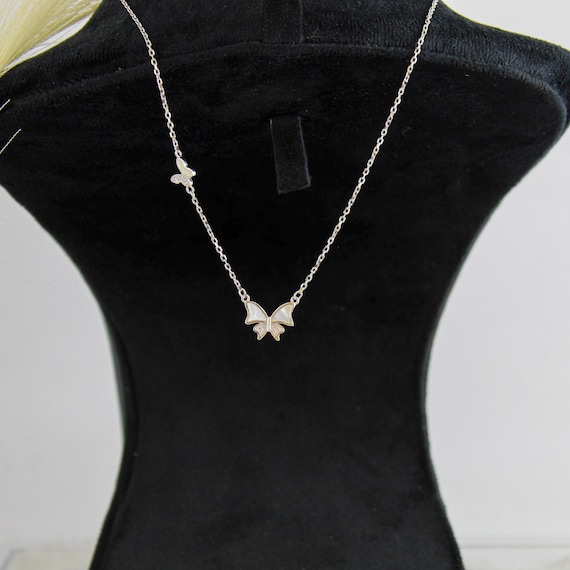Sterling Silver Butterfly Necklace, Dainty Minimal Pendant (Women's)