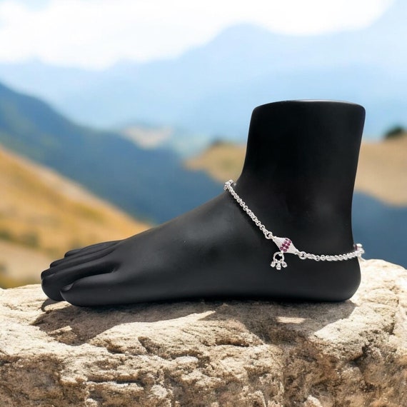 Minimalistic Sterling Silver Anklet with Dangling Charms - Perfect Everyday Jewelry, Gift for Her