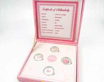 Pure Silver Baby Coin Set: Newborn Keepsake Gift Box