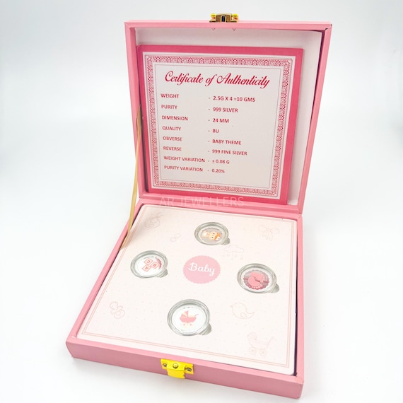 Pure Silver Baby Coin Set: Newborn Keepsake Gift Box