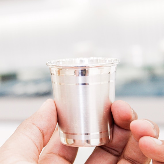 Silver Pooja Glass, 97% Pure Sterling Silver, Traditional Indian Ritual Cup