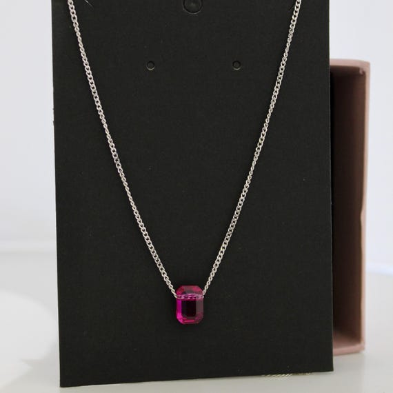 Sterling Silver Necklace: Pink Gemstone Pendant, Minimalist Jewelry