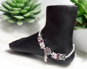 Traditional Silver Anklet | Handcrafted Bohemian Jewelry | Unique Ethnic Accessories for Women & Girls