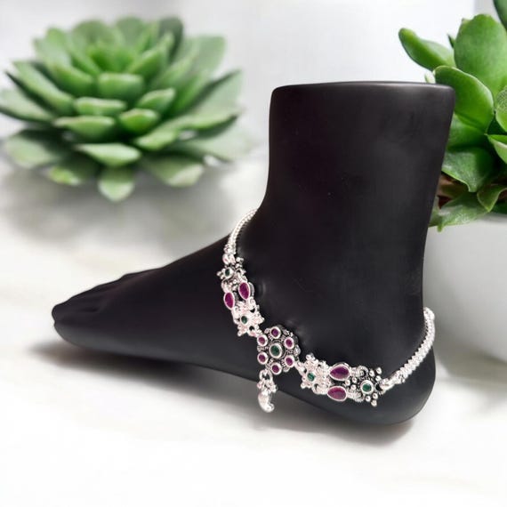 Traditional Silver Anklet | Handcrafted Bohemian Jewelry | Unique Ethnic Accessories for Women & Girls