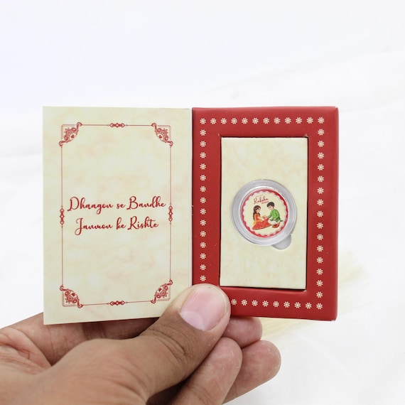 Pure Silver Coin, Raksha Bandhan Gift, Brother Sister Keepsake, Rakhi Festival (Gift Box)