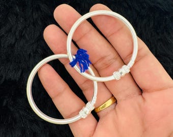 Handcrafted Silver Bangles: Lightweight Kids' Hand Wear with Beads