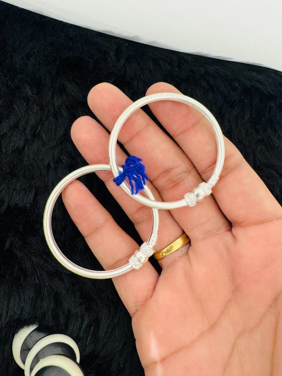 Handcrafted Silver Bangles: Lightweight Kids' Hand Wear with Beads