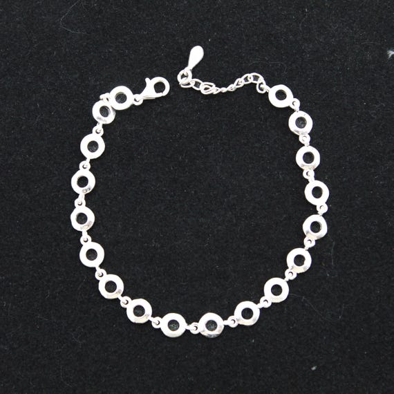 Silver Circle Link Bracelet: Minimalist Adjustable Jewelry (925 Sterling)